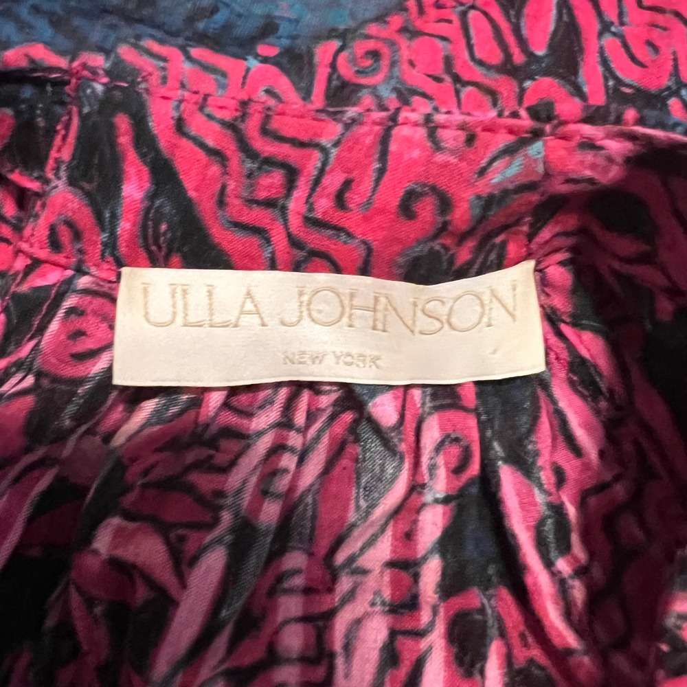 Ulla Johnson Flo Snapdragon Floral Puff Sleeve Tie Back Top Size 6 - Picture 7 of 9